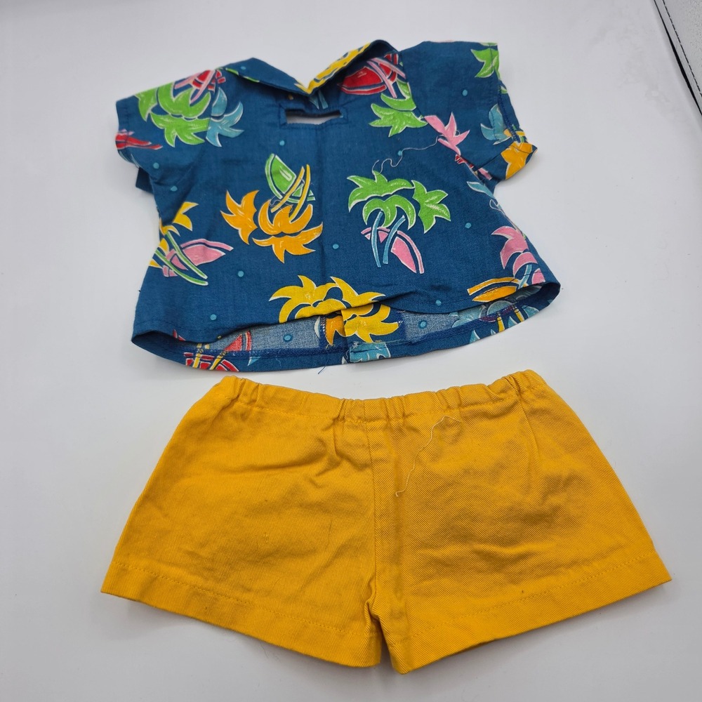 Vintage Teddy Ruxpin Summertime Outfit Tropical Shirt Yellow Shorts WOW 1980s - Picture 6 of 11